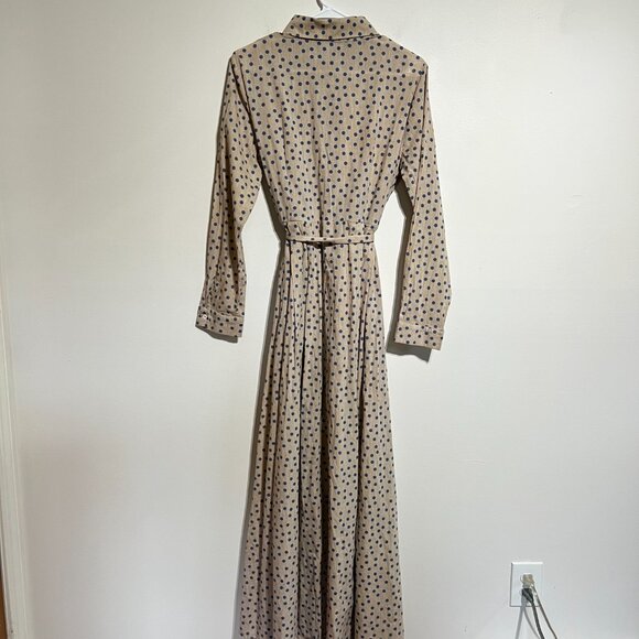 Like New REFKA Modest Clothing Linen Maxi Dress Collared Polka Dots, Size 12 - Picture 7 of 7